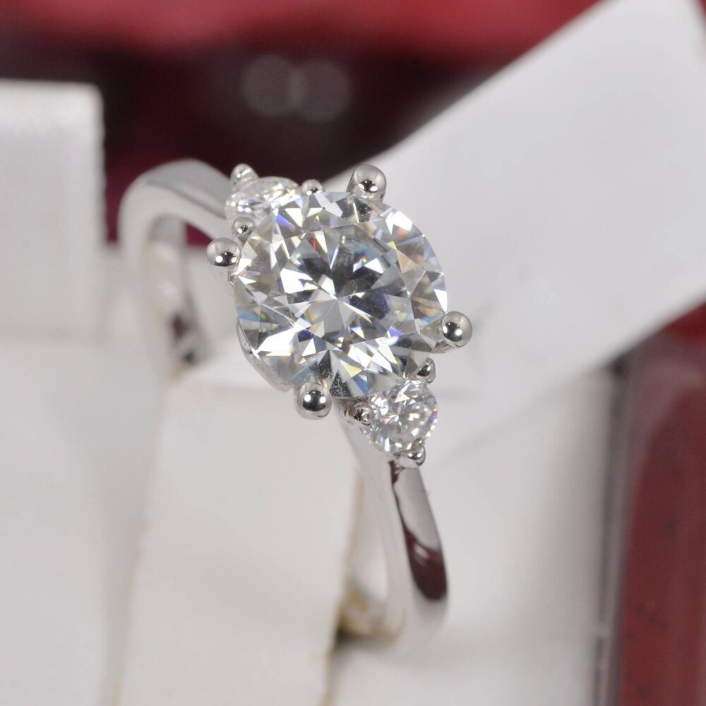 Certified 2.06ct Moissanite Round Brilliant Cut Engagement Ring